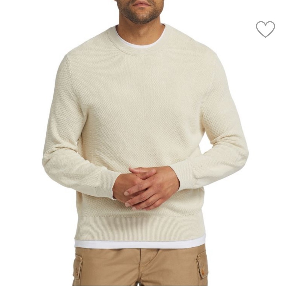 Rag and Bone Men’s Cream Crewneck Sweater with Arm Patches size X Large